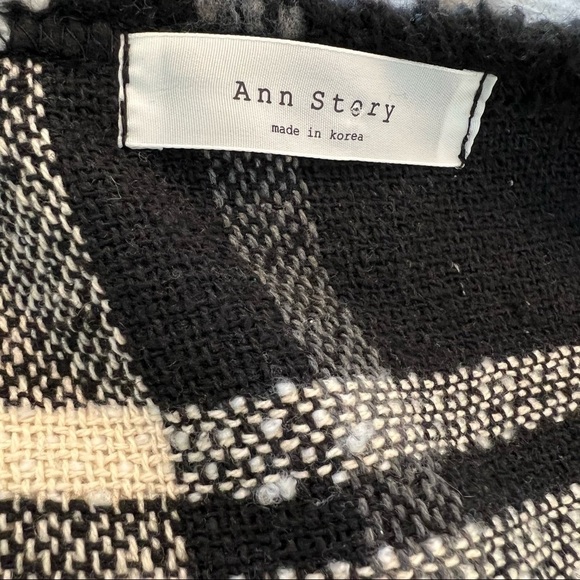 Ann Story Open Sweater Coat White Black Plaid - Picture 8 of 8